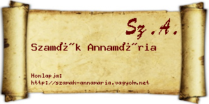 Szamák Annamária névjegykártya